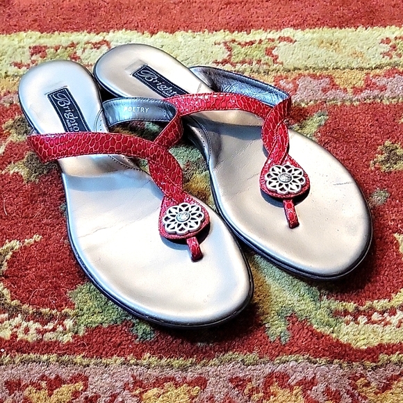 Brighton Shoes - Brighton red poetry flip flop summer sandals